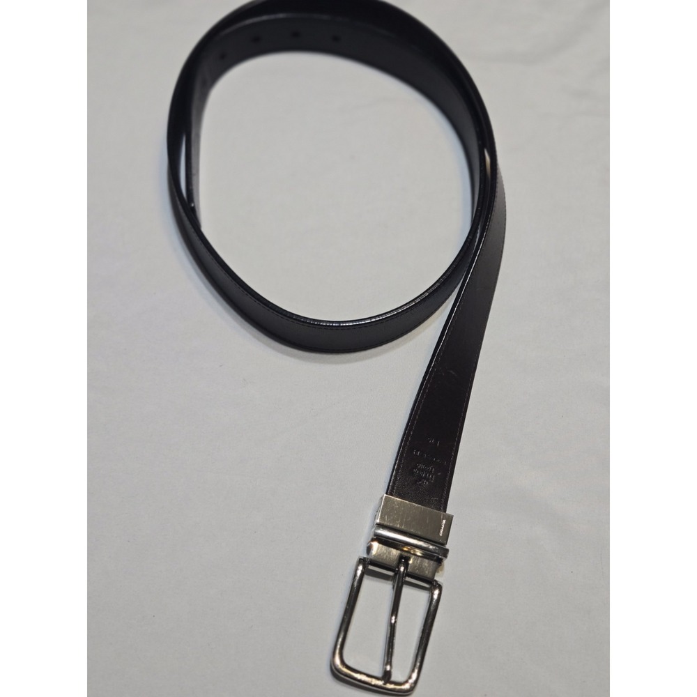 Coach Gen Leather Reversible Dk Brown/Black 42" Mens Belt Silver Buckle F66105